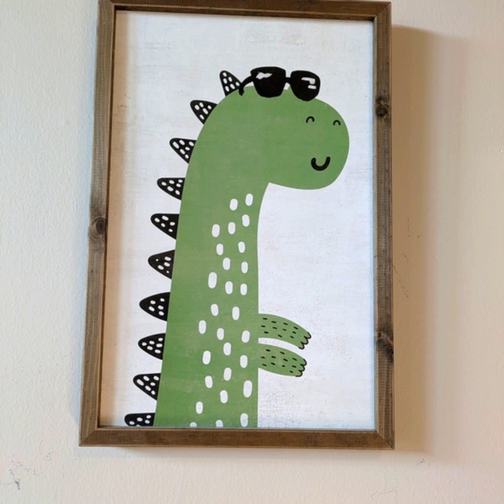 Hobby Lobby Green and Black Dinosaur Wall Art